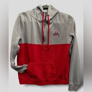 OHIO STATE‎ Hoodie by Colosseum Women’s Size M Red/Gray 1/4 Zip/Drawstring